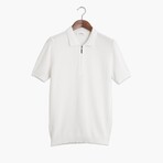 Slim Fit Half Zip Polo T-Shirt // Ecru (XXL)