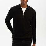 Long Sleeve Polo Neck T-Shirt // Black (S)