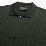 Half Zip Polo T-Shirt // Dark Green (S)