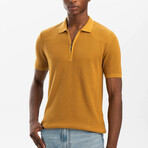 Slim Fit Half Zip Polo T-Shirt // Mustard (S)