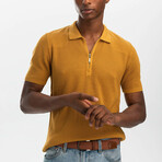 Slim Fit Half Zip Polo T-Shirt // Mustard (S)