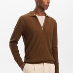Long Sleeve Polo Neck T-Shirt // Taba (S)