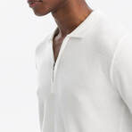Long Sleeve Polo Neck T-Shirt // Ecru (S)