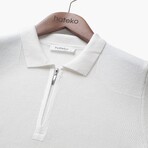 Slim Fit Half Zip Polo T-Shirt // Ecru (XXL)