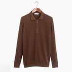 Long Sleeve Polo Neck T-Shirt // Taba (S)