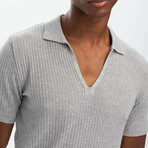 Slim Fit V Neck Polo T-Shirt // Light Gray (S)