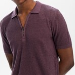 Slim Fit Half Zip Polo T-Shirt // Purple (S)
