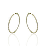 18K Yellow Gold Diamond Hoop Earrings // 1.5" // 8.05g // New