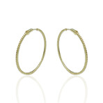18K Yellow Gold Diamond Hoop Earrings // 1.5" // 8.05g // New