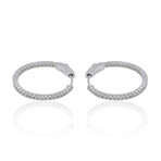 18K White Gold Diamond Hoop Earrings // .75" // 4.92g // New