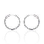 18K White Gold Diamond Hoop Earrings // .75" // 4.92g // New