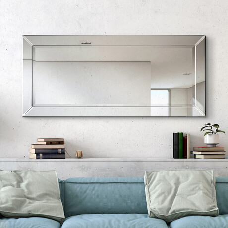 Moderno Beveled Rectangular Wall Mirror (54"L x 1.26"W x 24"H)