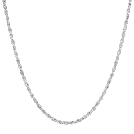 Italian Sterling Silver Thin Unisex Rope Chain (2mm) (18")