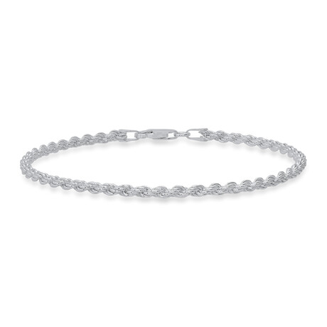 Italian Sterling Silver Thick Mens 8.5" Rope Chain Bracelet (8.5")