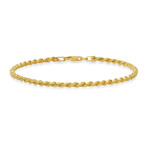 Italian Gold Over Silver Thick Mens 8.5" Rope Chain Bracelet (8.5")