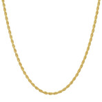 Italian 14k Gold Over Silver Thin Unisex Rope Chain (2mm) (18")