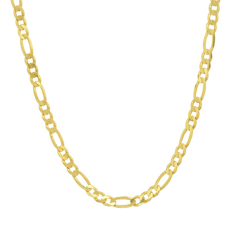 Italian Gold Over Silver Unisex Figaro Chain (20")