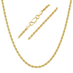 Italian 14k Gold Over Silver Thin Unisex Rope Chain (2mm) (18")