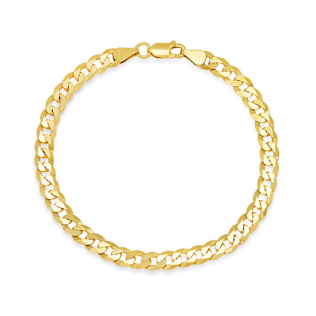 Italian Gold Over Silver Mens 8.5" Thick Miami Cuban Curb Chain Bracelet (5.75mm) (8.5")