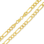 Italian Gold Over Silver Mens Heavy Figaro Chain (22")