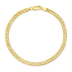 Italian Gold Over Silver Unisex Miami Cuban Double Curb Chain Bracelet (8.5")