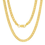 Italian Gold Over Silver Unisex Miami Cuban Double Curb Chain (22")