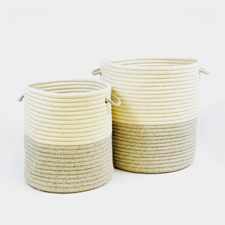 All-Natural 2 Tone Woven Hampers // Light Gray