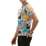 Colorblock News Print Premium Men's T-Shirt // Multicolor (2XL)