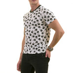 Palm Tree Print Premium Men's T-Shirt // Black + White (L)