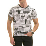 News Print Premium Men's T-Shirt // Black + White (L)