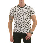 Palm Tree Print Premium Men's T-Shirt // Black + White (L)