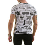 News Print Premium Men's T-Shirt // Black + White (L)
