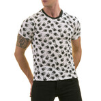 Palm Tree Print Premium Men's T-Shirt // Black + White (L)