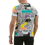 Colorblock News Print Premium Men's T-Shirt // Multicolor (L)