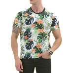 Hawaiian Print Premium Men's T-Shirt // Orange + Green (S)