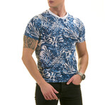 Hawaiian Print Premium Men's T-Shirt // Blue + White (2XL)