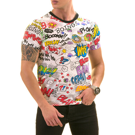 Cartoon Print Premium Men's T-Shirt // Multicolor (S)