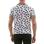 Palm Tree Print Premium Men's T-Shirt // Black + White (L)