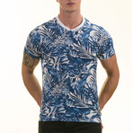 Hawaiian Print European T-Shirt // Blue + White (3XL)