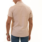 Short Sleeve Button Up Shirt // Beige (3XL)