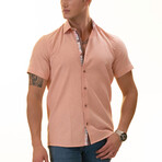 Short Sleeve Button Up Shirt // Salmon (S)