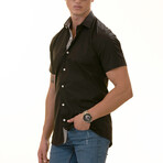 Short Sleeve Button Up Shirt // Black Checkered (5XL)