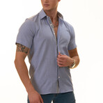 Short Sleeve Button Up Shirt // Blue Checkered (S)