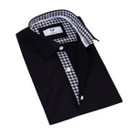 Short Sleeve Button Up Shirt // Black Checkered (5XL)