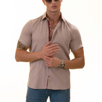 Short Sleeve Button Up Shirt // Brown + Red (3XL)