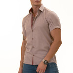 Short Sleeve Button Up Shirt // Brown + Red (3XL)