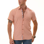 Short Sleeve Button Up Shirt // Salmon (S)