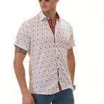 Short Sleeve Button Up Shirt // Sailor Print + White (5XL)