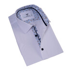 Short Sleeve Button Up Shirt // White + Blue Floral (M)