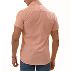 Short Sleeve Button Up Shirt // Salmon (S)